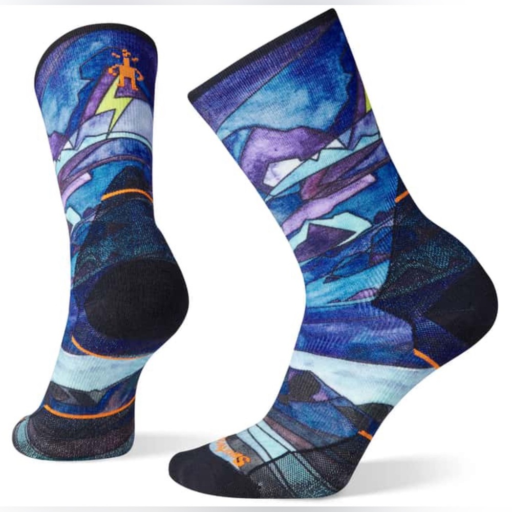 SmartWool Athlete Edition Run Print Crew Socks Merino SMALL (M 3-5.5 W 4-6.5)